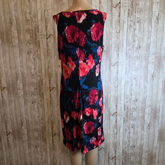 Ivanka Trump Floral Print Dress Size M Black Red Blue - Picture 4 of 10